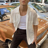 Rave Outfits Men T Shirt Drape Solid Color Shirt Slim Fit