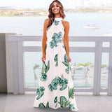Nine Britton Dress Floral Sexy Halter Backless Lace up Printing