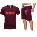 Vlone T Shirts & Shorts 2 Piece Set Large V Printed Short Sleeve Loose Short Sleeve T-Shirt Shorts