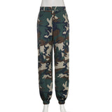 Julia Fox Low Rise Jeans Cool Girl Irregular Beam Foot Strap Camouflage Cargo Pants All-Match Slim Fit Woven Pants