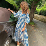 Gypsy Style Dresses Geometric Collage Puff Sleeve