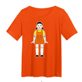 Squid Game Costume round Six Wooden Printed Top Short Sleeve T-shirt