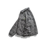 Man Fall Outfis Colorblock Snowflake Denim Jacket Loose Casual Jacket