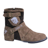 Yellowstone Cowboy Boots Autumn And Winter Vintage Metal Buckle Side Zipper Men'S Large Size Leather Boots
