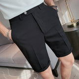 Men Trousers Thin Slim Fit Straight-Leg Edged Five Points