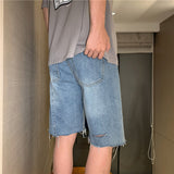 Men Denim Shorts Men's Summer Student Loose Wide Leg