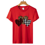 Valentine's Day T Shirts Couples Color Leopard Print Heart Printing Pullover Short Sleeve T-shirt