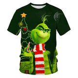Men and Women Grinch Shirt Cartoon 3D Printed round Neck Short Sleeve T-shirt