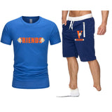 Vlone T Shirts & Shorts 2 Piece Set Large V Printed Short Sleeve Loose Short Sleeve T-Shirt Shorts