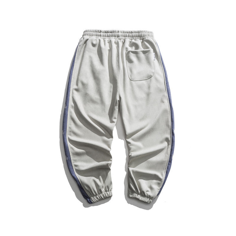 Man Fall Outfis Autumn Vintage Color Matching Sports Pants Boys Loose Street Casual Wide Leg Ankle Banded Pants