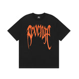 Revenge T Shirts Foam Letter Printing Loose High Street Dark
