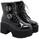 Platform Heels for Women Zipper Thick High Heel Boots