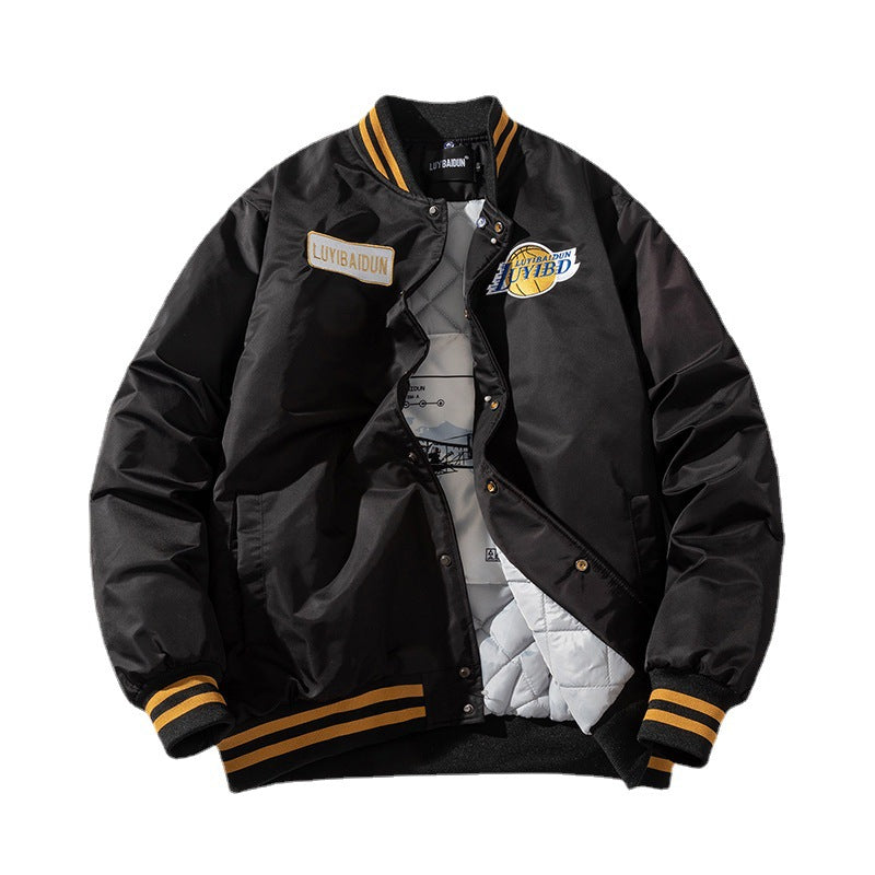 Varsity Jacket Cotton Jacket Hooded Baseball Uniform Coat