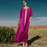 Taffeta Dress Satin Stitching Gold-Woven Rhinestone Dress