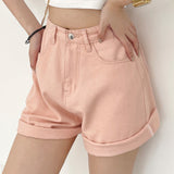 High Waisted Shorts Women's High Waist Denim Shorts Summer Loose-Fitting Slimming Pants