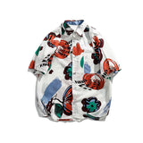 Men T Shitrs Butterfly Pattern Printing Lapel