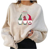 Merry and Bright Sweatshirts Fleece-Lined Christmas Personality Printed Loose Sweatshirt plus Size Women