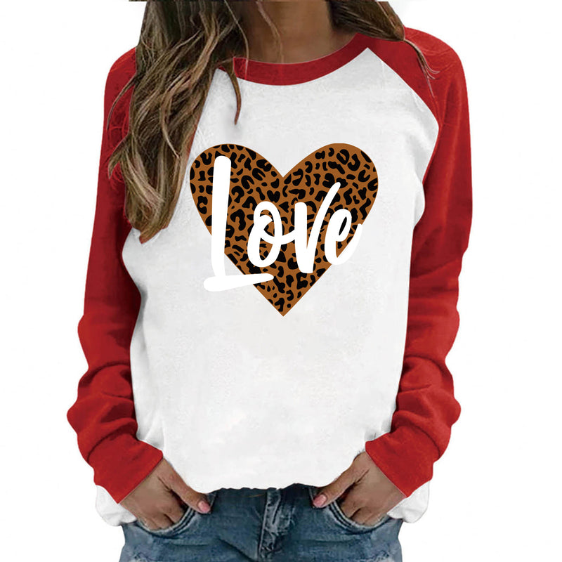 Valentine's Day T Shirt Long Sleeve Valentine's Day Women's Long Sleeve Long Sleeve Women's round Neck