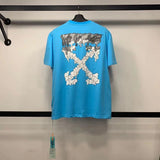 Off White T Shirt Men'S Tshirt Cotton Casual Arrow Flower Print Owt