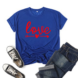 Valentine's Day T Shirts Couples Love Printed Short Sleeve round Neck T-shirt Men and Women Loose