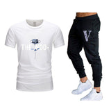 Vlone T Shirts & Pants 2 Piece Set Summer Men'S Short Sleeve T-Shirt Loose Leisure Sports