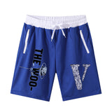 Vlone Shorts Letter Large V Printed Men'S Casual Shorts Summer Loose