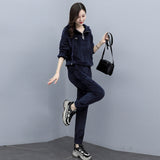 Velour Tracksuit Fleece-Lined Thickened Double-Sided Gold Velvet Leisure Sports Suit
