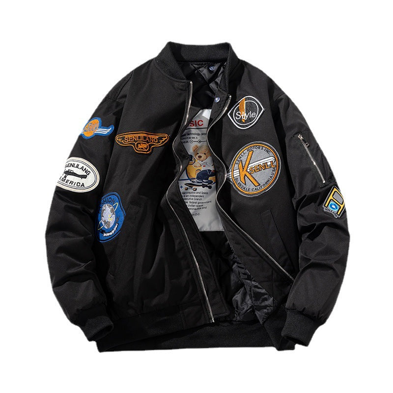 Varsity Jacket Embroidered Flight Suit Women'S Baseball Uniform Hooded Jacket Men