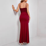 Burgundy Dress Formal Sleeveless Party Evening Dress