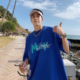 Men T-Shirts Loose Printed round Neck