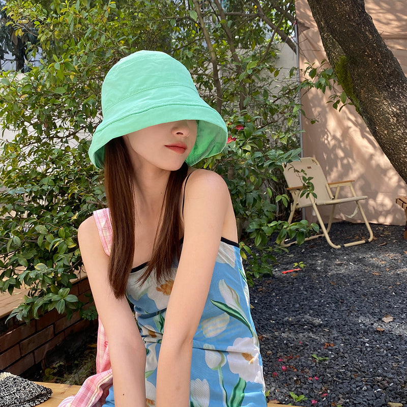 Women Bucket Hat Fisherman Big Brim Foldable Sunshade