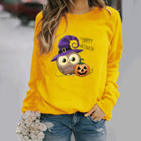 Halloween Costumes Pattern Printing Long Sleeve Crew Neck Sweater Female