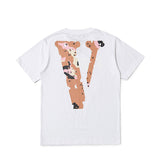 Vlone T Shirt Large V Short Sleeve Men'S And Women'S Cotton T-Shirt