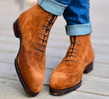 Justin Yellowstone Boots Autumn Leisure Solid Color Pu Brown Round Head Dr. Martens Boots