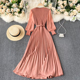Betty Draper Valentine's Day Dress Women's Clothing Spring French Dress Long Pleated Skirt
