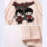 Men Sweater Cartoon Jacquard Sweater Men's Loose Pullover