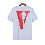 Vlone T Shirt Printed High Street Loose Hip Hop Back Large V Short Sleeve T-Shirt