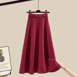 MIDI Mauve Skirt Women's Wear Match Sweater Skirt