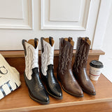 Beth Dutton Shoes Western Cowboy Knight Boots Female Embroidery Flower