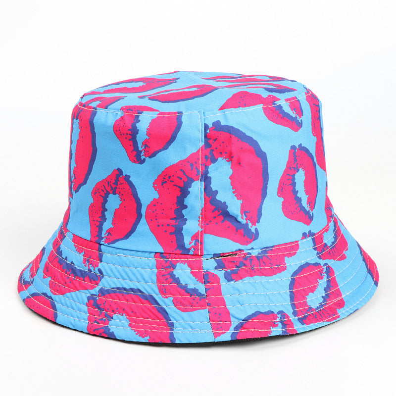 Bucket Hat Fishing Cap Cotton Print Fisherman Hat Outdoor Color Sun-Proof