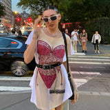 Music Festivals Rave Outfits Dress Summer Women's round Neck Short Sleeve Printed Slim Fit
