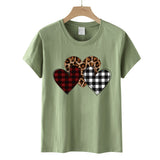 Valentine's Day T Shirts Couples Color Leopard Print Heart Printing Pullover Short Sleeve T-shirt