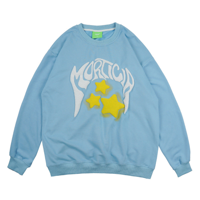 Man Fall Outfits Autumn Winter Couple Sweatshirt Retro Alphabet Graffiti Puff Print Student Casual Sports Top