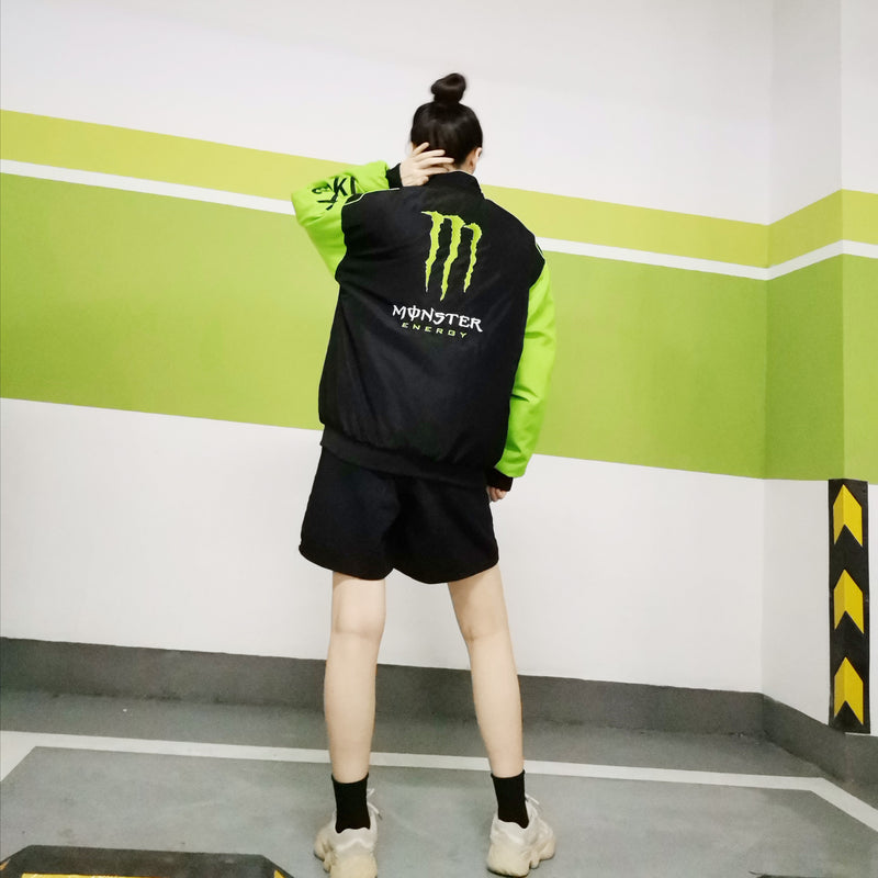 Monster Energy Biker Jacket Embroidered Casual Cotton