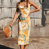 Kendall Jenner Wedding Guest Dress Temperament Western Style Mid-Length Sling Irregular Slit