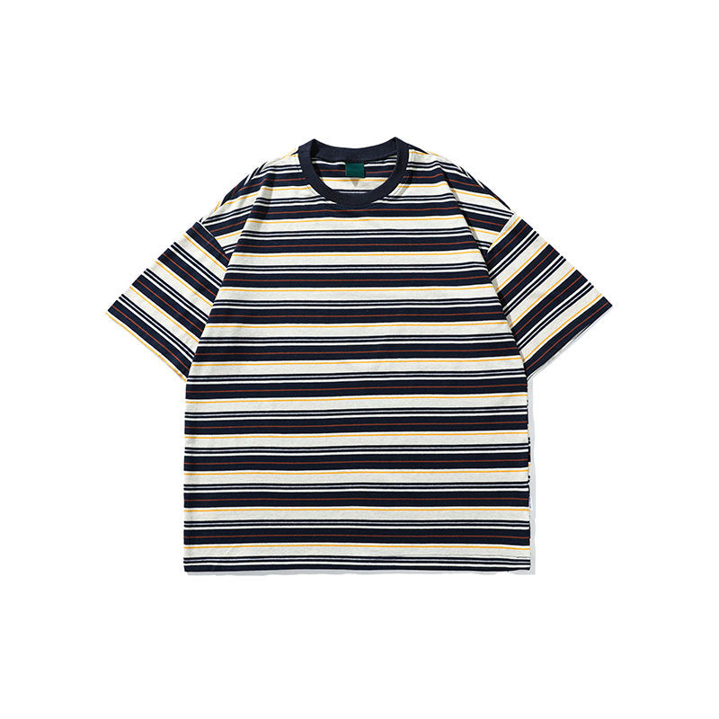 Men T Shitrs Full Striped Printed Round Neck