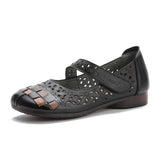 Highway Flat Sandals Spring Genuine Leather Retro Flat Soft Bottom Hole Shoes