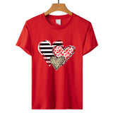 Valentine's Day T Shirt Colorful Plaid Printed Pullover Short Sleeve Women's T-shirt