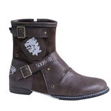 Yellowstone Cowboy Boots Autumn And Winter Vintage Metal Buckle Side Zipper Men'S Large Size Leather Boots