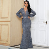 Skin Tight Long Dresses Sequined Evening Dress